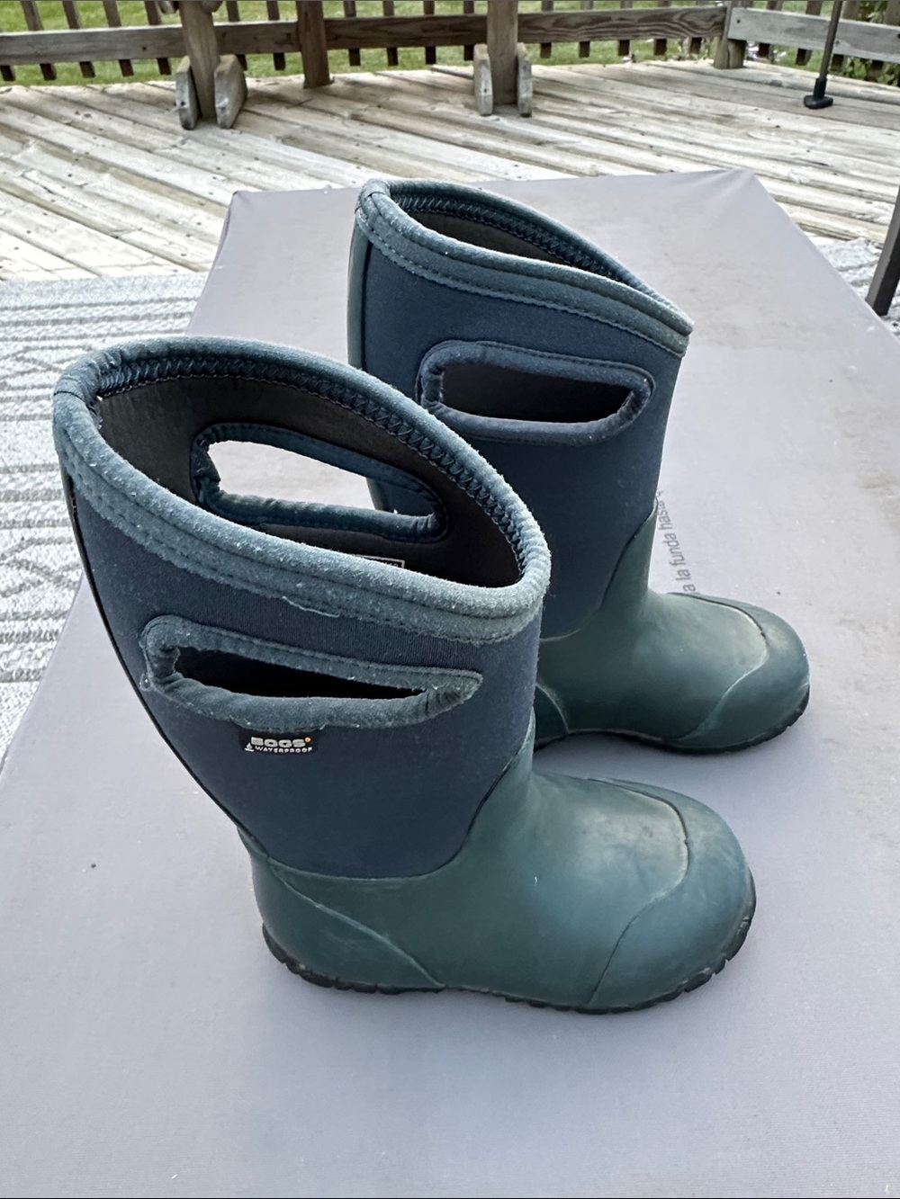 Bogs Green & Navy Kids Waterproof Boots